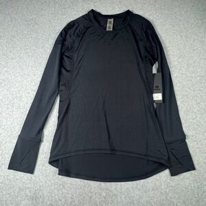 Mono B Womens Black Long Sleeve Activewear Top Mesh Back‎ Thumbholes AT-A0436 L